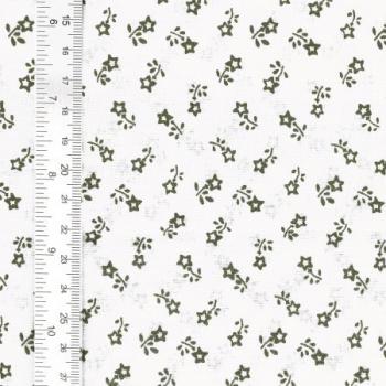 Preview: Baumwolle Druck Sternblume Khaki auf Weiß